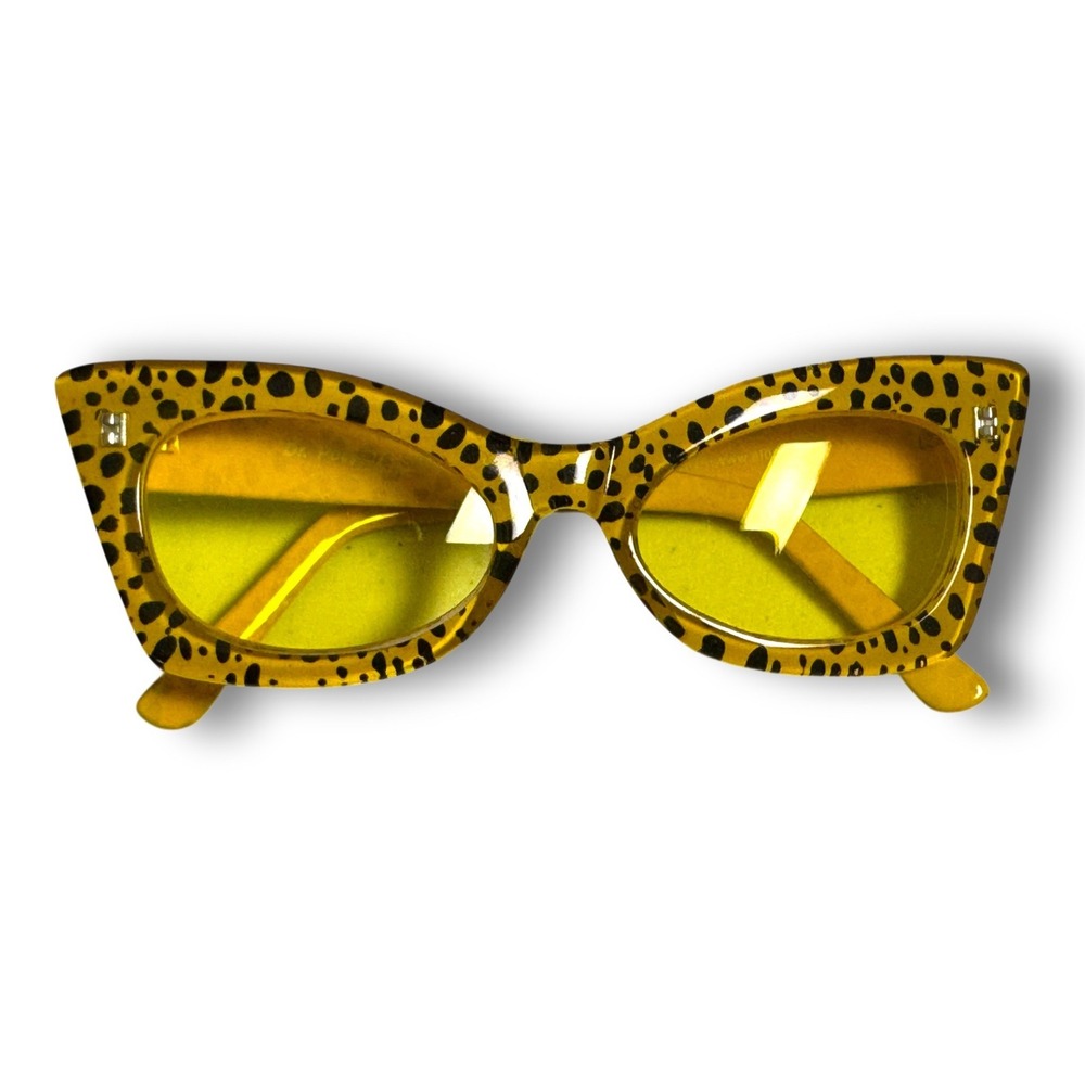 Dr. Peepers Cat Eye Leopard Print Sunglasses Yellow Tint Lenses S24303 - Picture 2 of 10